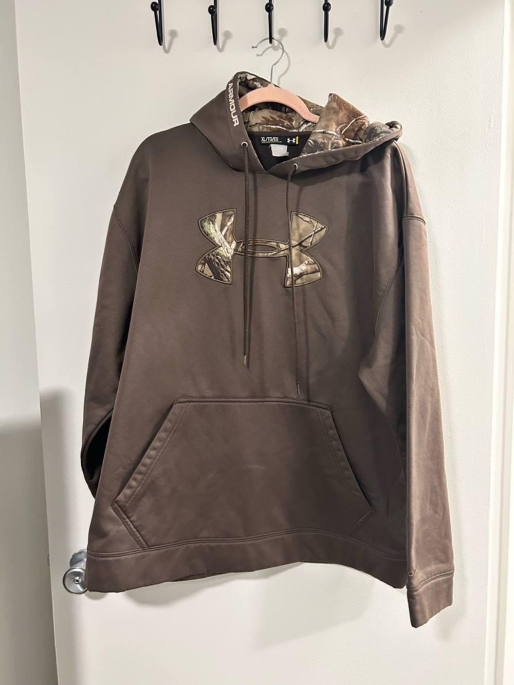 Under Armour Women’s Brown Hoodie with Camo Logo and Lined Hood